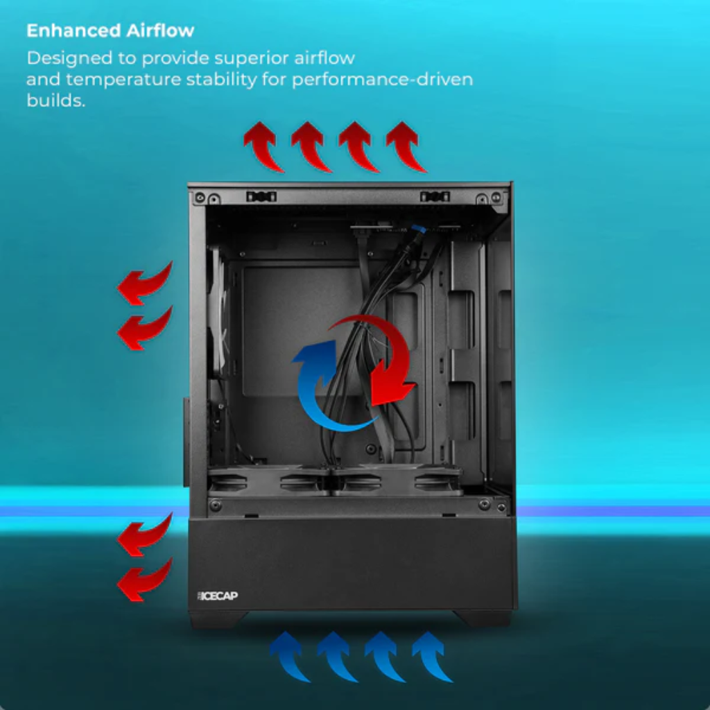Zebronics ZEB-ICECAP Gaming Cabinet | Mid Tower Gaming Chassis | Tempered Glass