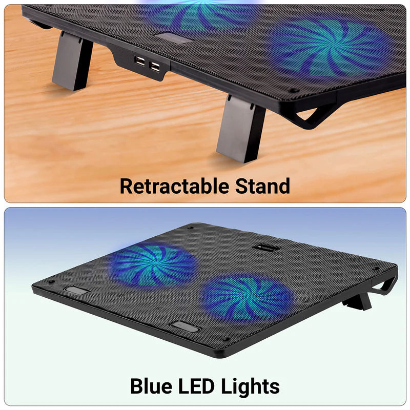Zebronics ZEB-NC3300 Laptop Cooling Pad | Dual 120mm Fans | Blue LED Cooling Stand