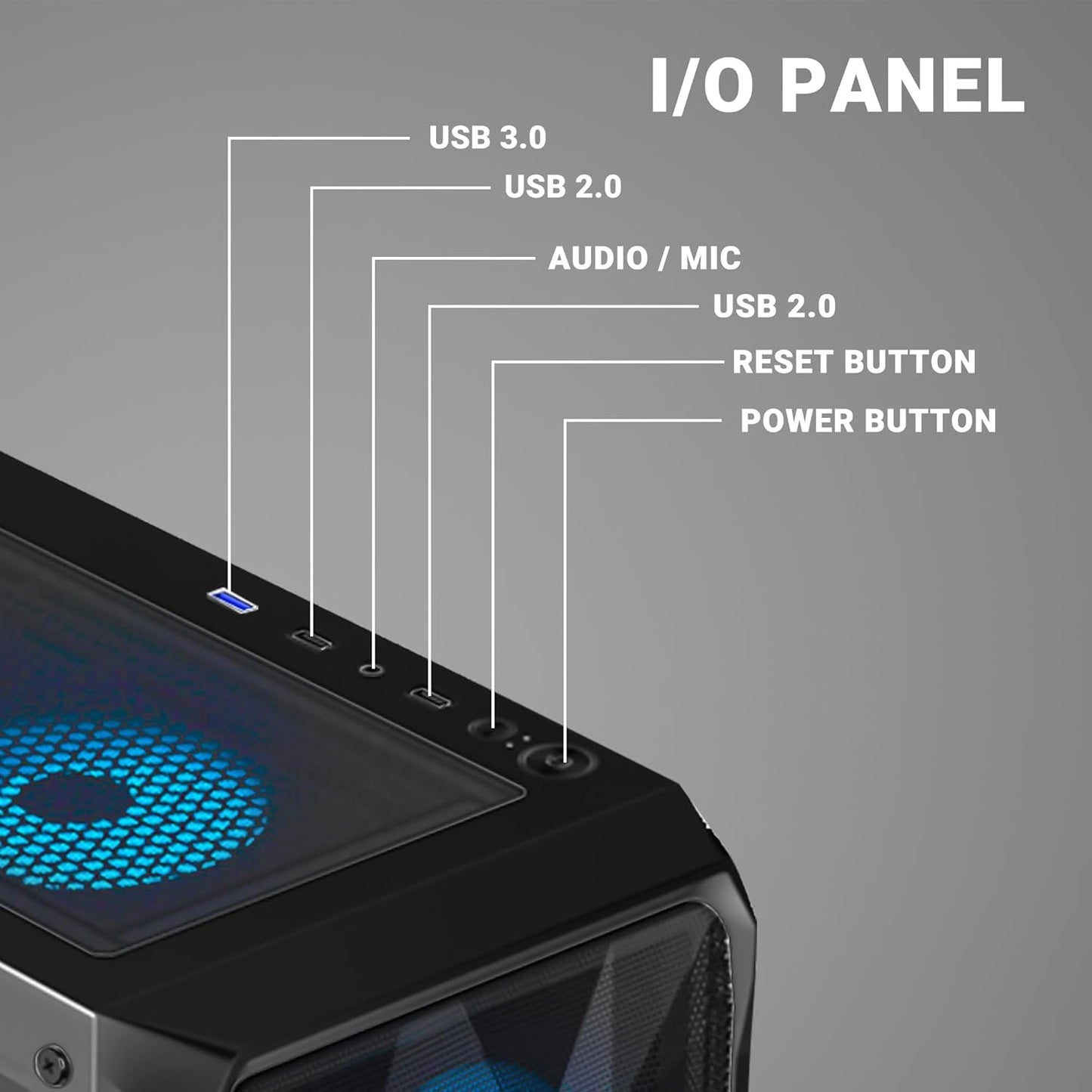 Ant Esports ICE-112 Gaming Cabinet Black | Mid Tower ATX Cabinet | 3 Pre-Installed ARGB Fans