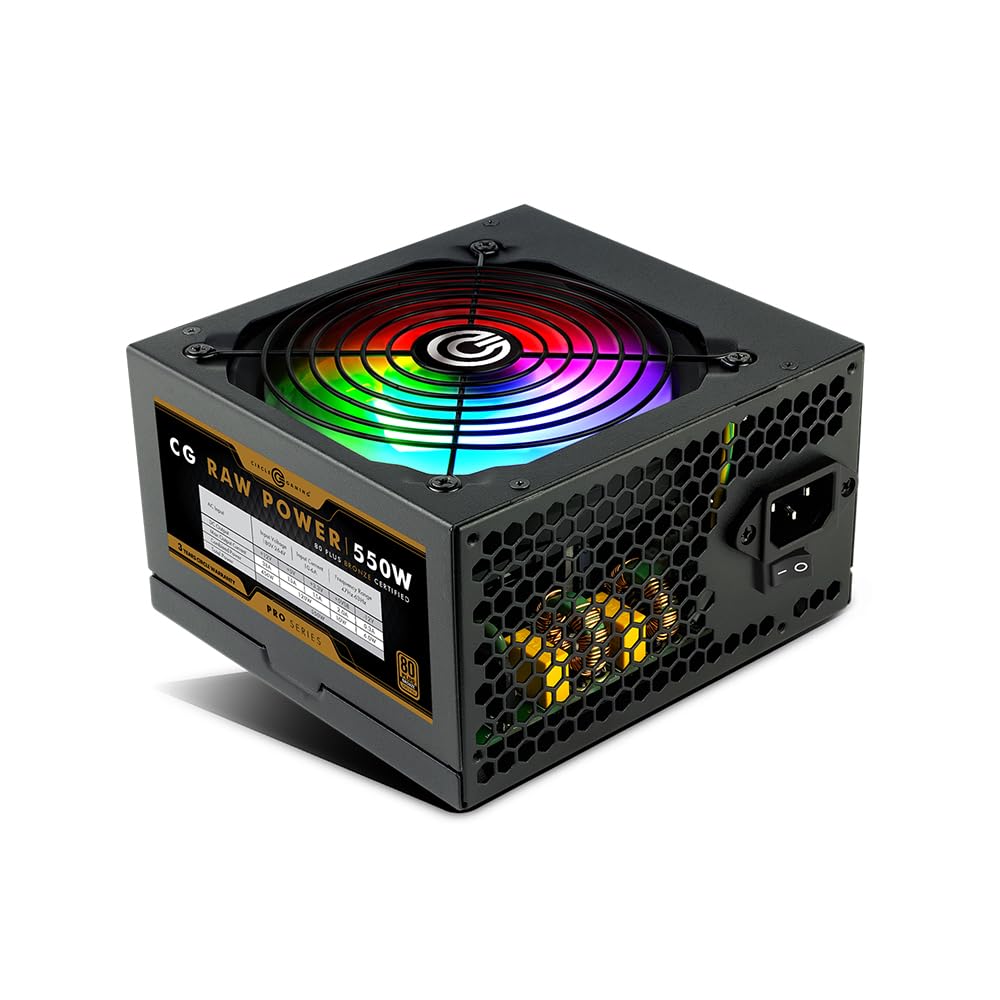 Circle CG RAW Power 550W Power Supply | 80 Plus Bronze Certified | Gaming PSU