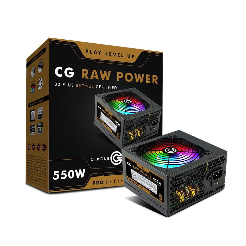Circle CG RAW Power 550W Power Supply | 80 Plus Bronze Certified | Gaming PSU