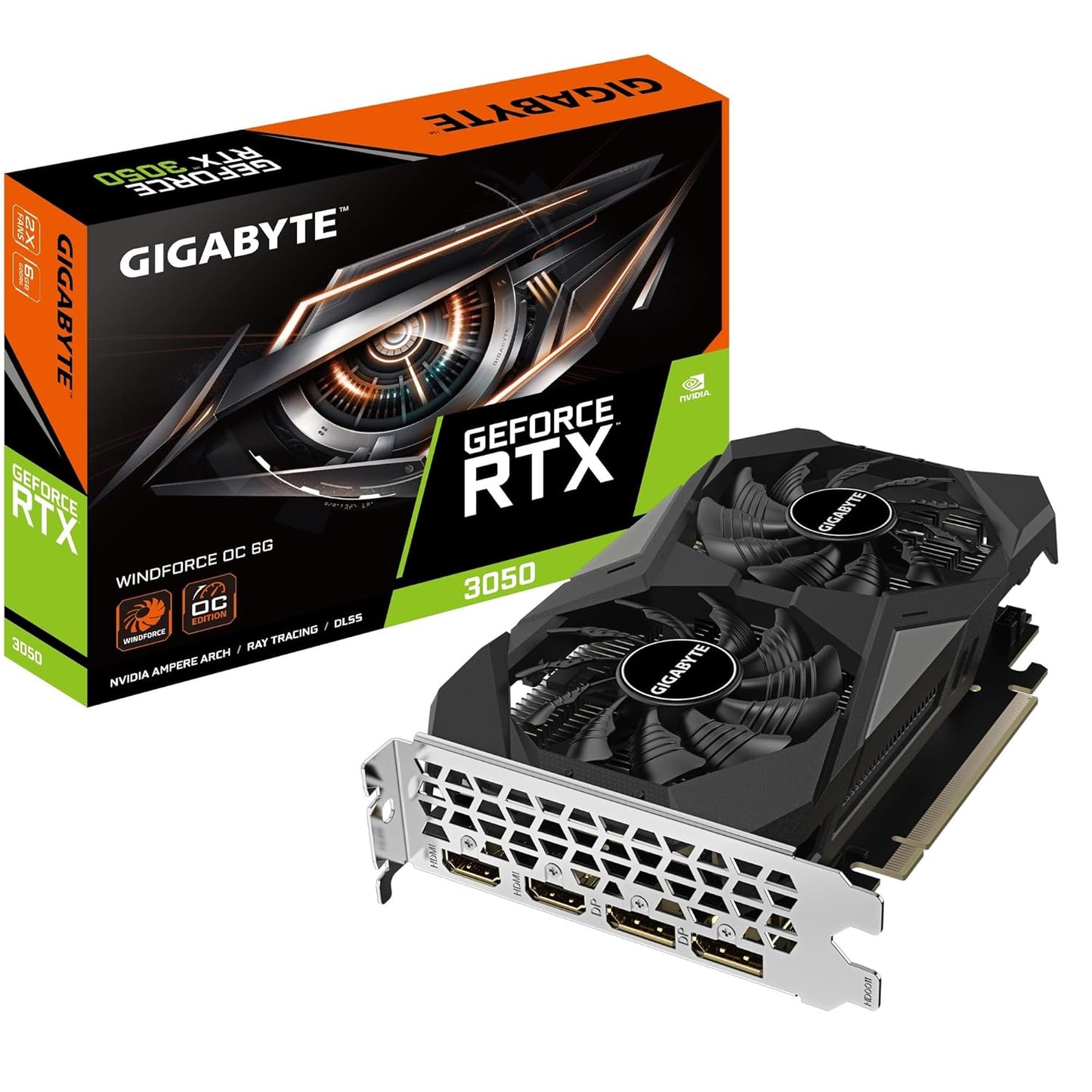 Gigabyte GeForce RTX 3050 WINDFORCE OC 6G Graphics Card | 6GB GDDR6 | NVIDIA RTX 3050