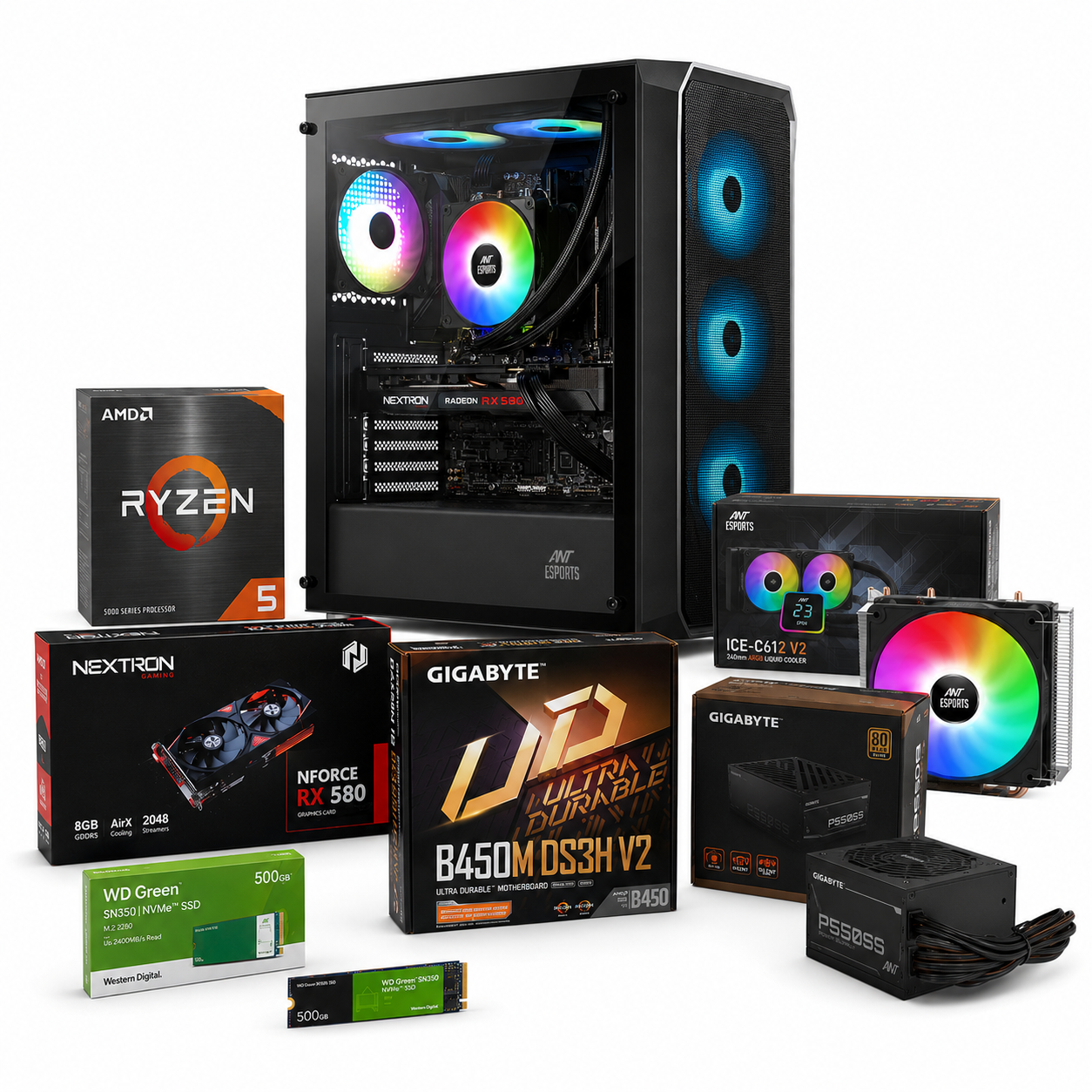 Reboxx Sigma Ryzen Gaming PC | 8GB RX 580 Graphics | AMD Ryzen 5 5500 | DDR4 RAM