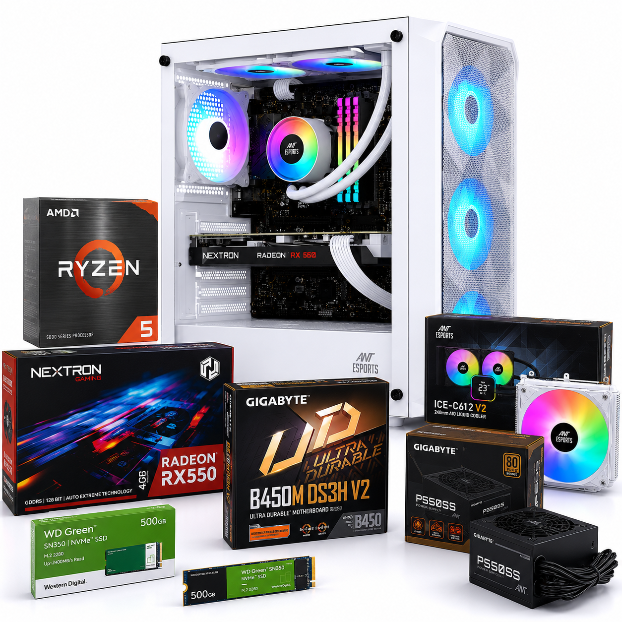 Reboxx Delta X Ryzen Gaming PC | 4GB RX 550 Graphics | AMD Ryzen 5 5500 | DDR4 RAM