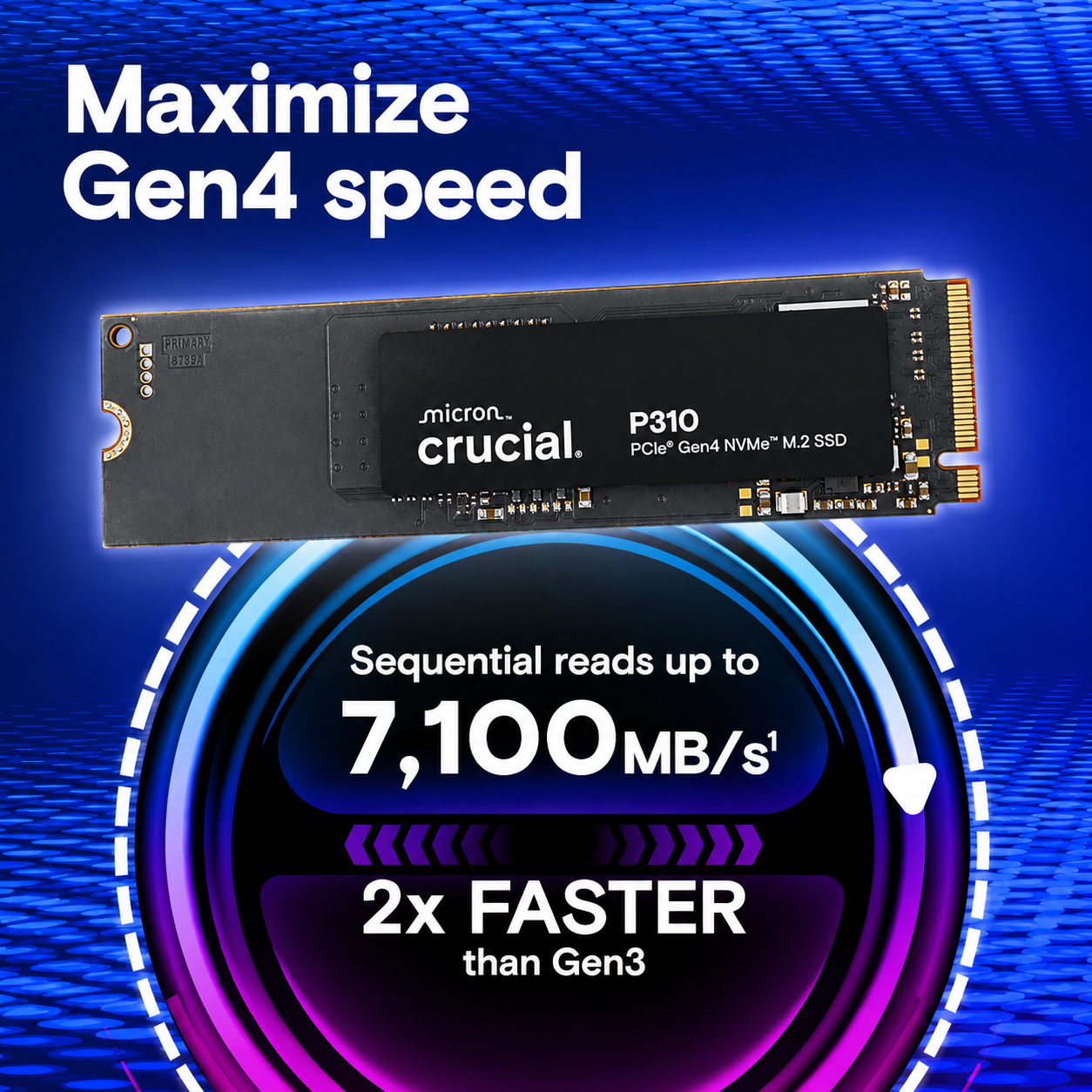 Crucial P310 500GB NVMe PCIe Gen4 SSD | M.2 2280 | Up to 6600MB/s Read Speed
