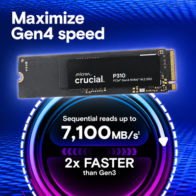 Crucial P310 500GB NVMe PCIe Gen4 SSD | M.2 2280 | Up to 6600MB/s Read Speed