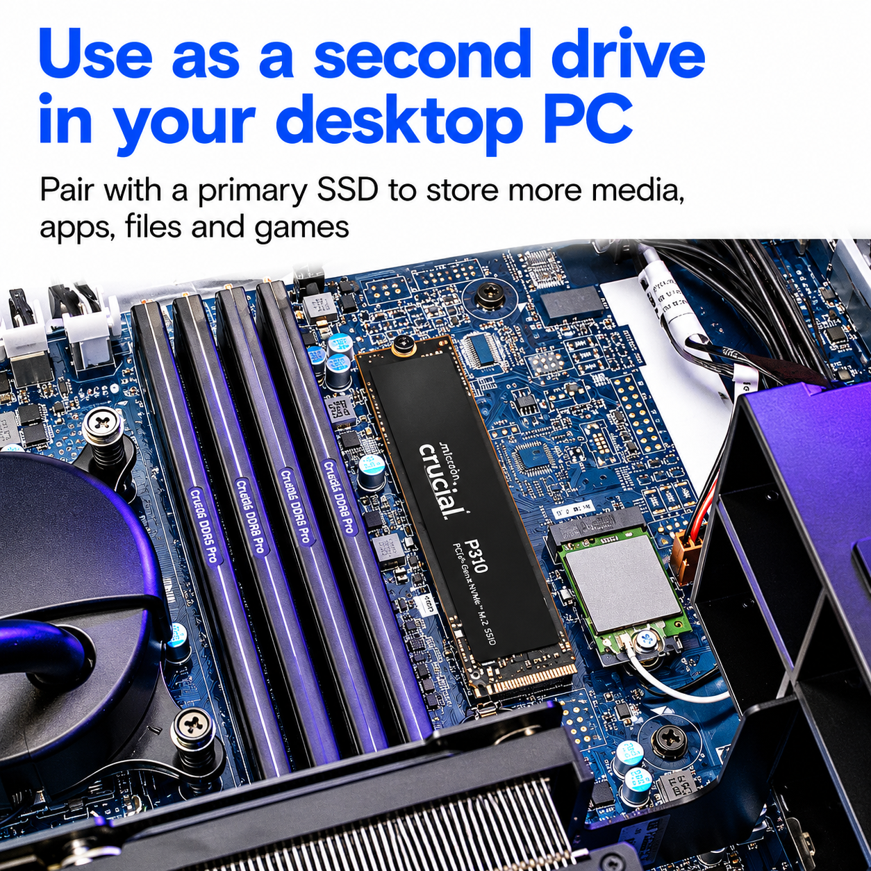 Crucial P310 500GB NVMe PCIe Gen4 SSD | M.2 2280 | Up to 6600MB/s Read Speed