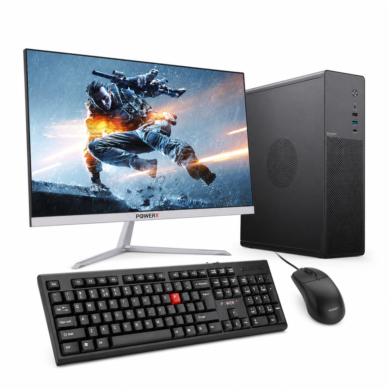 PowerX N100 Slim SFF Desktop Full Set | Intel Core i5 6th Gen | 21.5" FHD Frameless Monitor | Win 11 Pro | Business PC