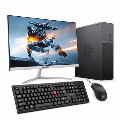 PowerX N100 Slim SFF Desktop Full Set | Intel Core i5 6th Gen | 21.5" FHD Frameless Monitor | Win 11 Pro | Business PC