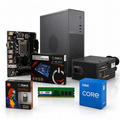 PowerX N100 Slim SFF Desktop Full Set | Intel Core i5 6th Gen | 21.5" FHD Frameless Monitor | Win 11 Pro | Business PC