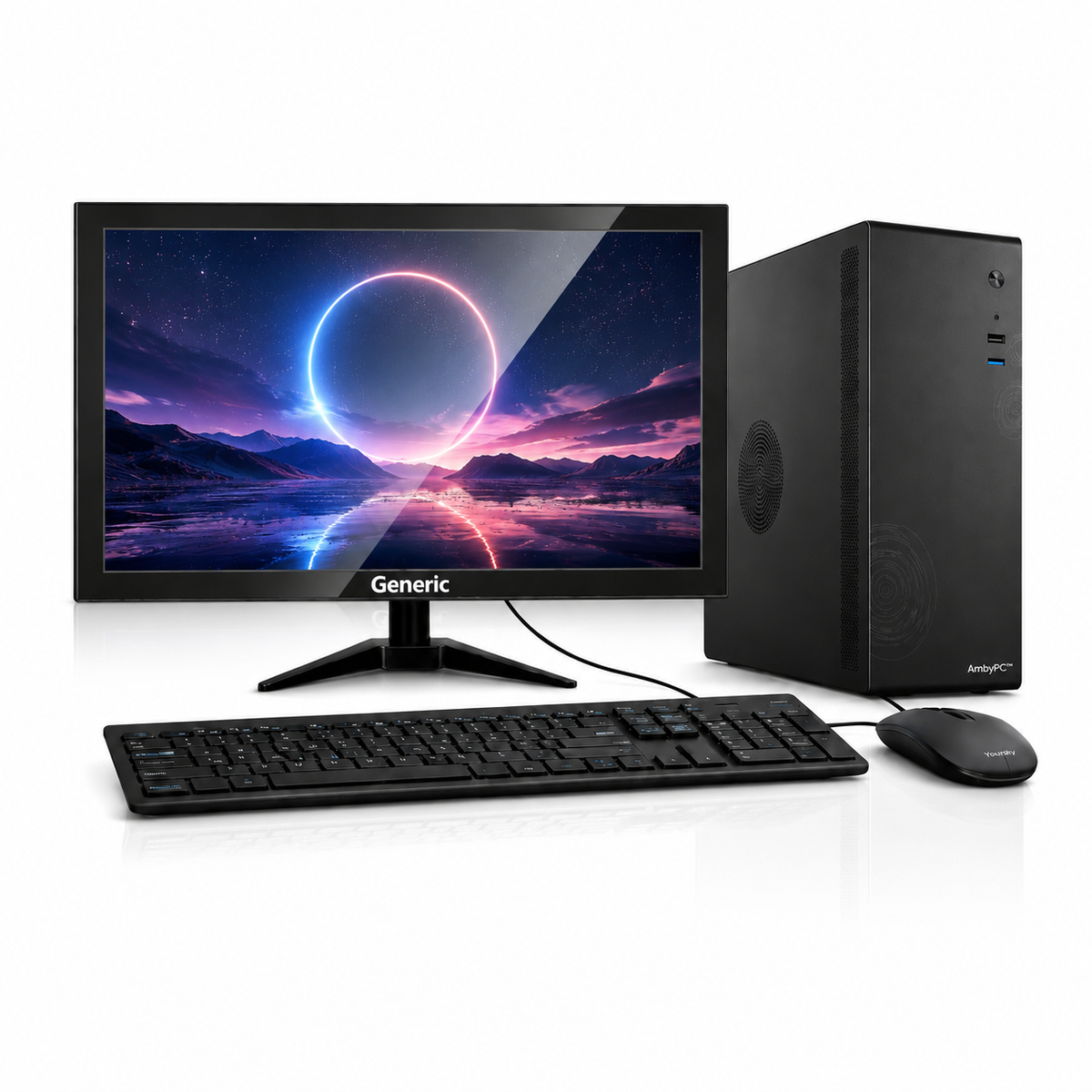 AmbyPC BizDesk 9i0FS Small Form Factor (SFF) Desktop PC Full Set | Intel Core i3 9th Gen | 19" HD Monitor | USB 3.0 | HDMI | Windows 11 Pro | Business PC | New