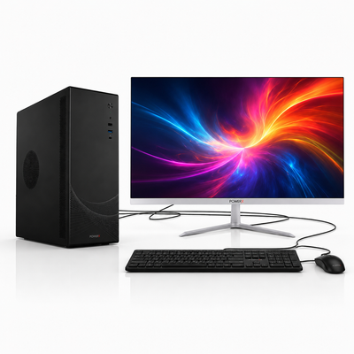PowerX V100 Small Form Factor (SFF) Desktop PC Full Set | Intel Core i5 4th Gen | 21.5" Full HD Frameless Monitor | USB 2.0 | HDMI | Windows 10 Pro | Business PC | New
