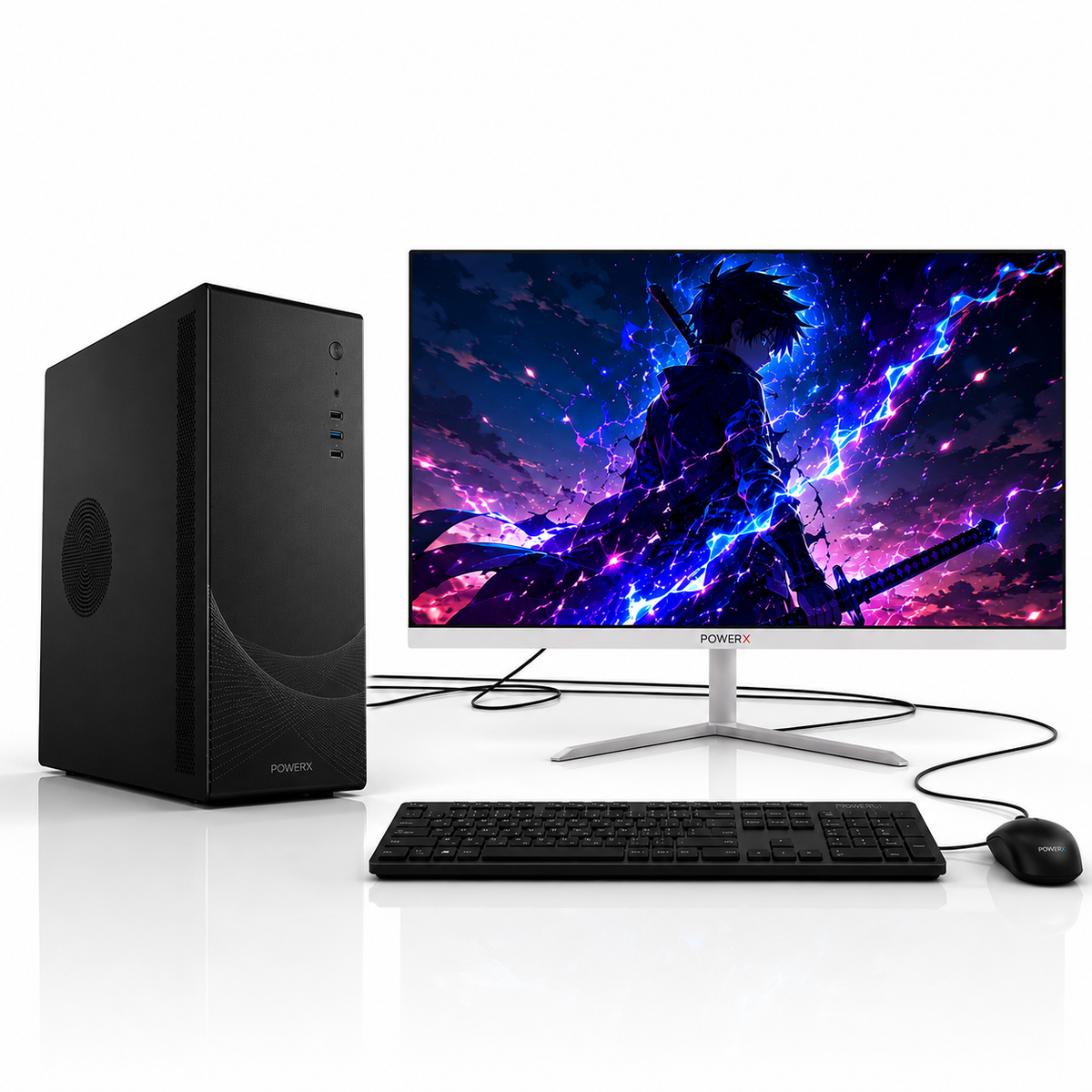 PowerX N100 Slim Small Form Factor (SFF) Desktop PC Full Set | Intel 8th Gen Processor | 21.5" Full HD Frameless Monitor | Windows 11 Pro | Business PC | New