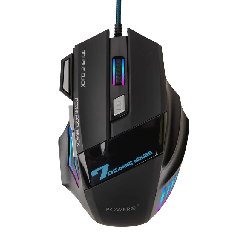 POWERX RAPIDWAVE - U30 Wired RGB Gaming Mouse | 3200 DPI | 7-Button Gaming Mouse