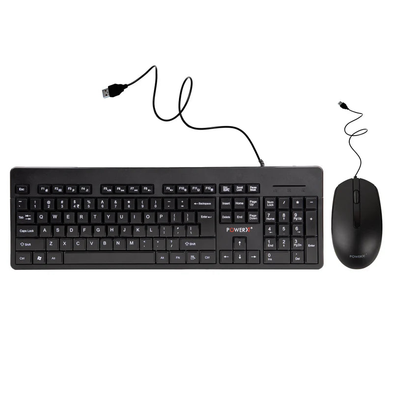 POWERX CHOCOBYTE-1000 USB Wired Keyboard Mouse Combo | 104 Keys | USB Wired Combo