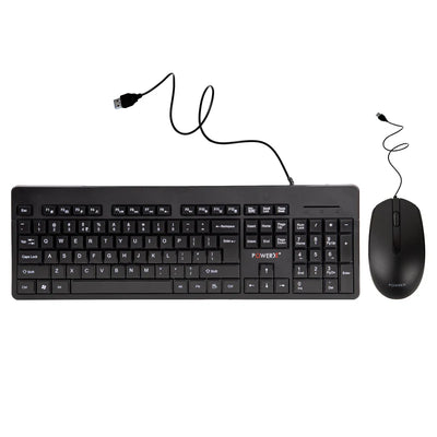 POWERX CHOCOBYTE-1000 USB Wired Keyboard Mouse Combo | 104 Keys | USB Wired Combo